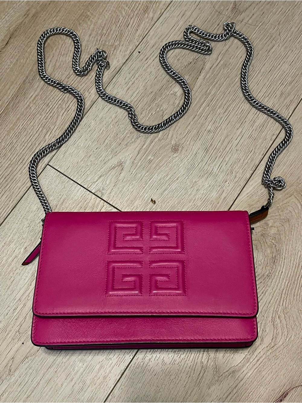 Givenchy Hot Pink Leather Chain Crossbody Wallet